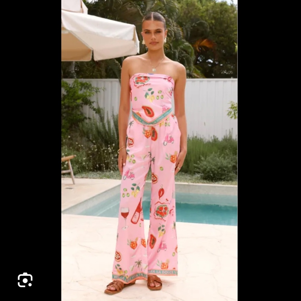 Vibrant Pink Strapless Jumpsuit